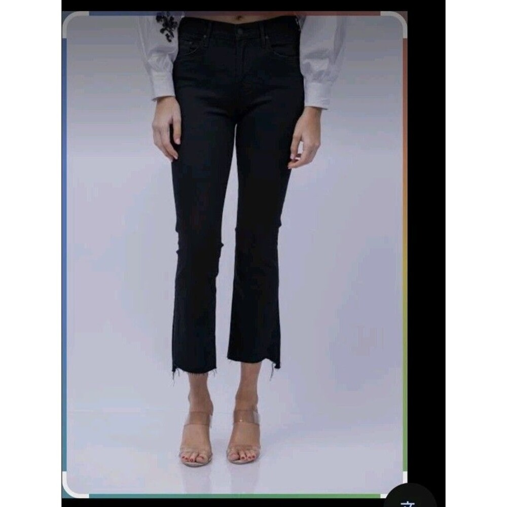 Mother The Insider Crop Step Fray Jeans Black Not Guilty - 26 Comfy 1137-180